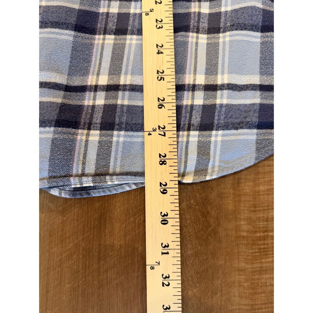 J.Crew Flannel Shirt Mens L Blue Plaid Slim Fit Cotton Long Sleeve 92937 - Picture 6 of 6